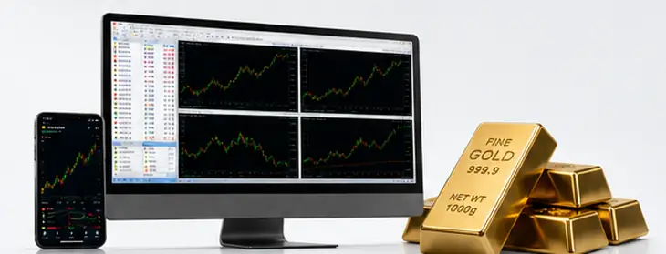 MT5桌面端与移动端黄金XAUUSD交易分析界面